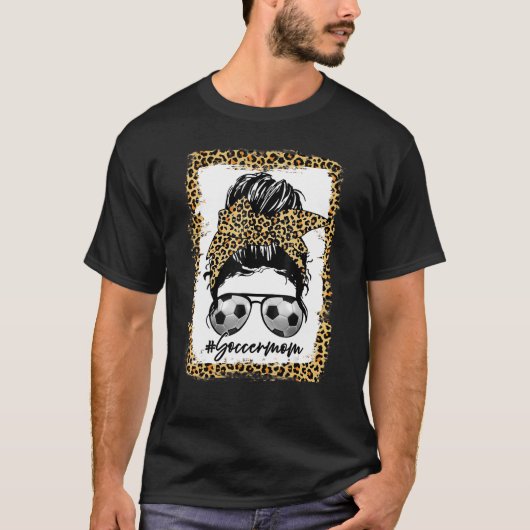Bleaching Voetbal Mam Leopard Messy Bun Hair Game T-shirt (Voorkant)