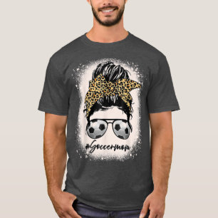 Bleaching Voetbal Mam Leopard Messy Bun Hair Game T-shirt