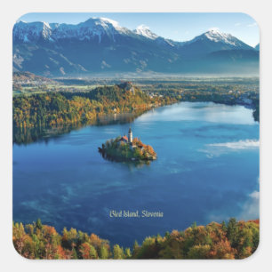 Bled Island, Slovenië, schilderachtig Vierkante Sticker