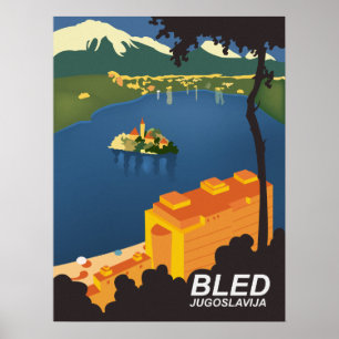 Bled, Joegoslavië, vintage-reizen Poster