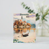 Bled Reisansichtkaart Slovenië Kunst, Blauwe Bled Briefkaart (Staand voorkant)