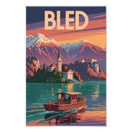 Bled Slovenia vintage Foto Afdruk