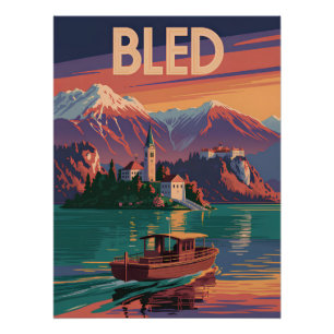 Bled Slovenië vintage Perfect Poster