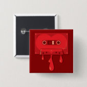 Bleeding Audio Cassette Vierkante Button 5,1 Cm (Voorkant /achterkant)