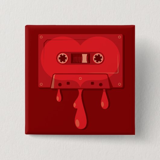 Bleeding Audio Cassette Vierkante Button 5,1 Cm (Voorkant)