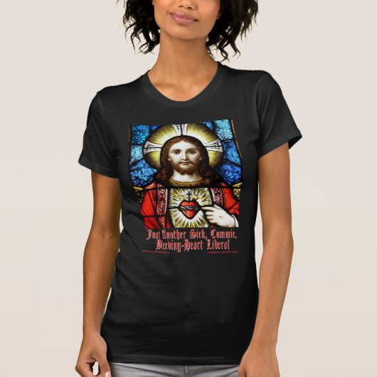 Bleeding Heart Liberal Jesus - Donkere achtergrond T-shirt (Voorkant)