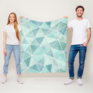 Bleek Aqua Geometrisch Mozaïek – Veelhoek Fleece Deken