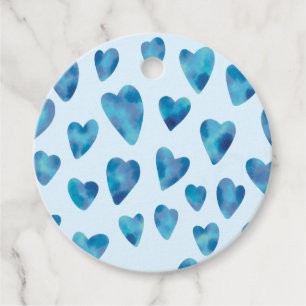 Bleek babyblauw aquarel hart cadeaukaartje bedankjes labels