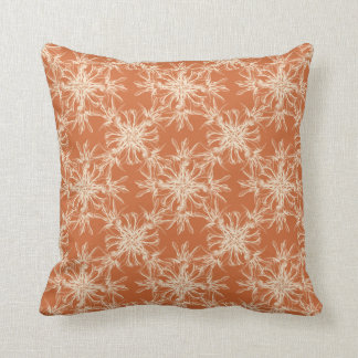 Bleek Beige en Tuscany Oranje Damask Pattern Kussen