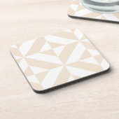 Bleek beige geometrische decocubedenkpatroon drankjes onderzetter (Linkerzijde)
