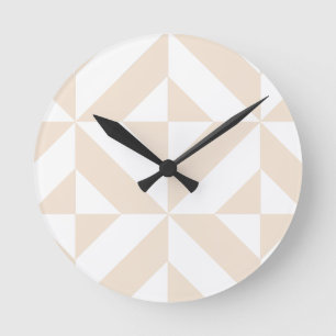 Bleek beige geometrische decocubedenkpatroon ronde klok