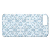 Bleek blauw Damask Case-Mate iPhone Case (Achterkant (Horizontaal))