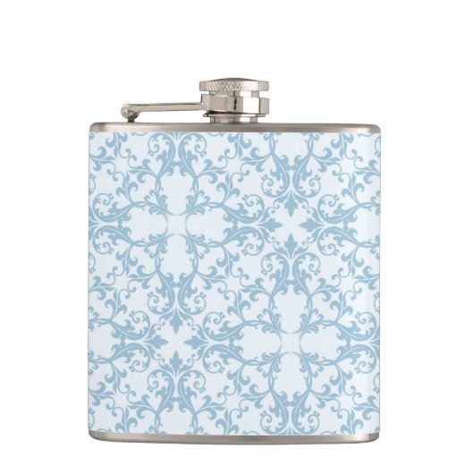 Bleek blauw Damask Heupfles (Voorkant)