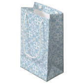 Bleek blauw Damask Klein Cadeauzakje (Voorkant Gekanteld)
