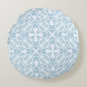 Bleek blauw Damask Rond Kussen