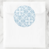 Bleek blauw Damask Ronde Sticker (Tas)