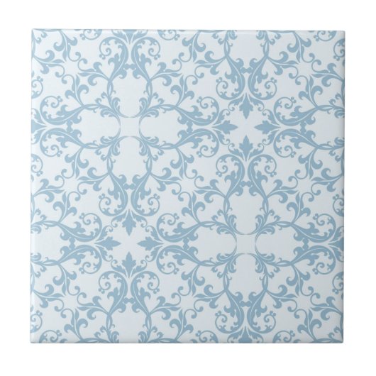 Bleek blauw Damask Tegeltje (Voorkant)