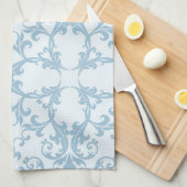 Bleek blauw Damask Theedoek (Quarter Fold)