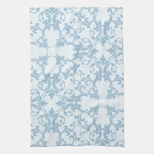 Bleek blauw Damask Theedoek (Verticaal)