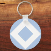 Bleek blauw diamant, blauwe witte rand sleutelhanger (Voorkant)
