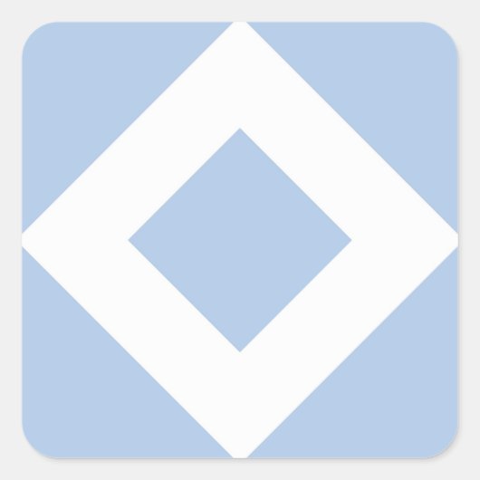 Bleek blauw diamant, blauwe witte rand vierkante sticker (Voorkant)