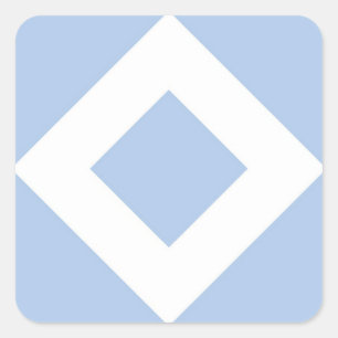 Bleek blauw diamant, blauwe witte rand vierkante sticker