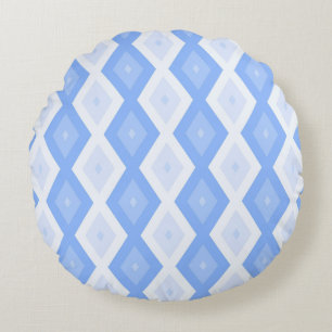 Bleek blauw diamantpatroon rond kussen
