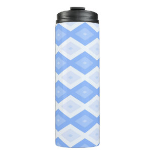 Bleek blauw diamantpatroon thermosbeker