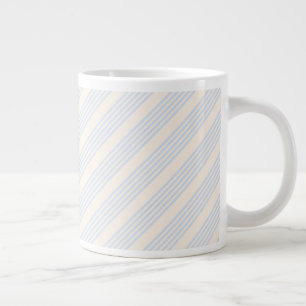 Bleek blauw en beige vijf strepen patroon extra grote beker