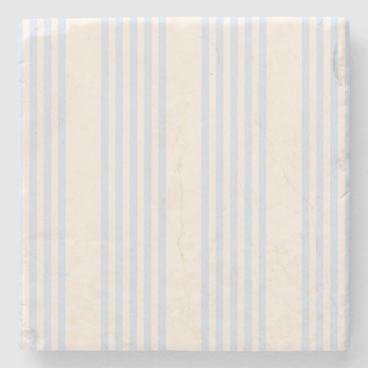 Bleek blauw en beige vijf strepen patroon stenen onderzetter (Voorkant)