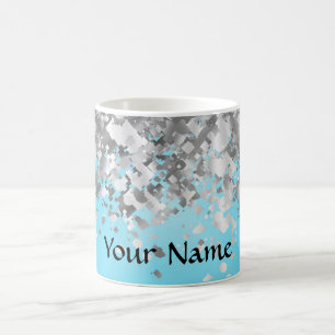 Bleek blauw en faux glitter koffiemok