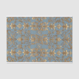 Bleek Blauw en Goud Damask Decoupage Tissue Paper Tissuepapier