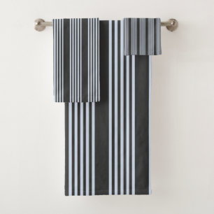 Bleek blauw en houtskool met vijf strepen bad handdoek