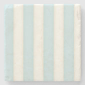Bleek Blauw en Ivory Stripes Stenen Onderzetter (Voorkant)