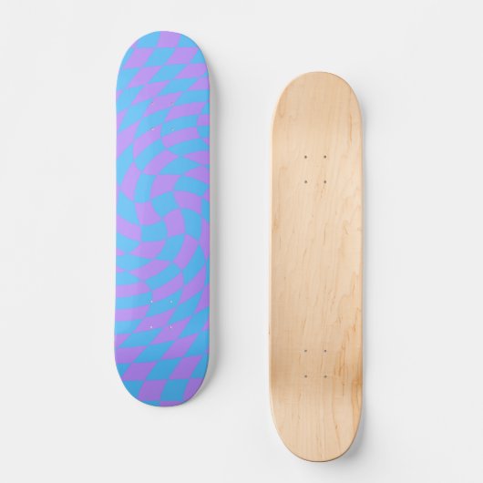 Bleek-blauw en lavender ingecheckt skateboard (Voorkant)