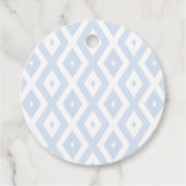 Bleek blauw en wit diamantpatroon bedankjes labels (Voorkant)