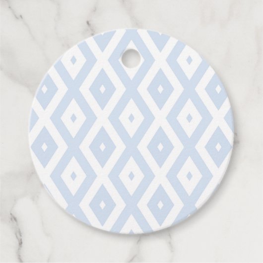 Bleek blauw en wit diamantpatroon bedankjes labels (Voorkant)