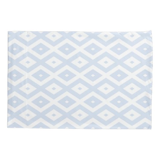 Bleek blauw en wit diamantpatroon kussensloop (Achterkant)