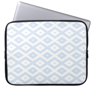 Bleek blauw en wit diamantpatroon laptop sleeve