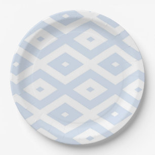 Bleek blauw en wit diamantpatroon papieren bordje