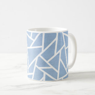 Bleek blauw en wit mozaïekpatroon koffiemok