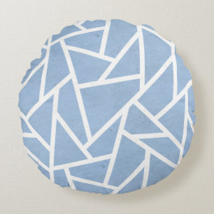 Bleek blauw en wit mozaïekpatroon rond kussen