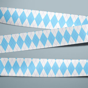 Bleek blauw en wit patroon grosgrain lint