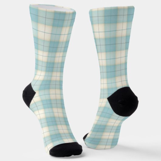 Bleek blauw en wit Tartan Sokken (Gebogen)