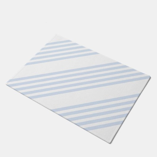 Bleek blauw en wit vijf strepen patroon deurmat (Schuin)