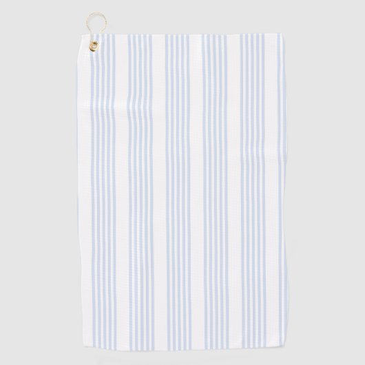 Bleek blauw en wit vijf strepen patroon golfhanddoek (Voorkant)