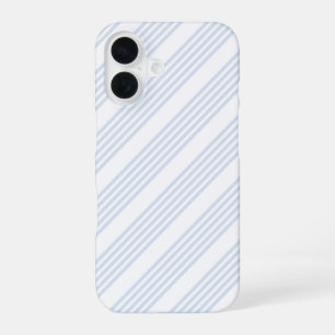 Bleek blauw en wit vijf strepen patroon iPhone 16 hoesje