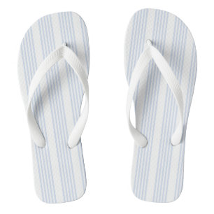 Bleek blauw en wit vijf strepen patroon teenslippers