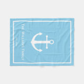 Bleek blauw en witte anchor fleece deken (Voorkant (Horizontaal))