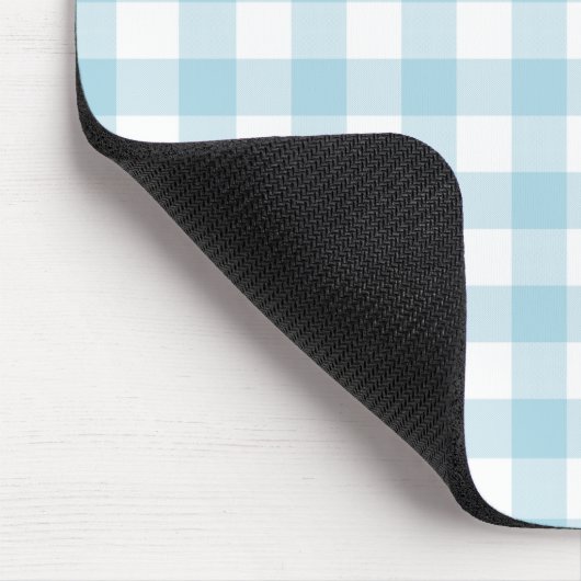 Bleek blauw en witte Gingham Controles Muismat (Hoek)